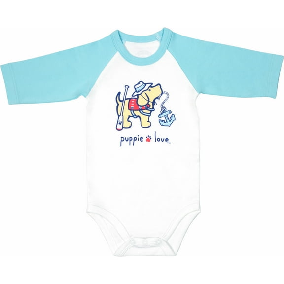 Lake - 6-12 Months 3/4 Length Blue Sleeve Onesie