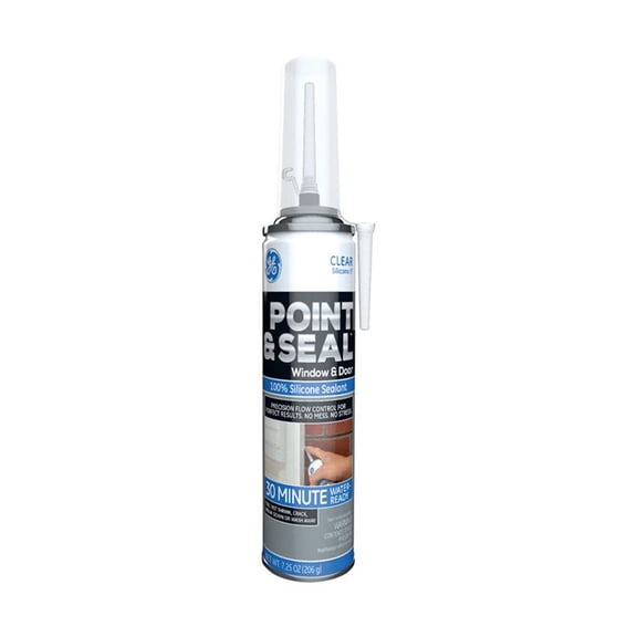 GE Point & Seal Window & Door Silicone Sealant, Clear, 7.25 Oz.