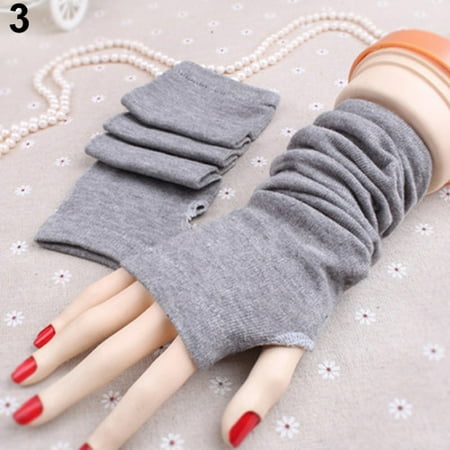 

VEAREAR Women s Fashion Knitted Arm Fingerless Long Mitten Wrist Elastic Warm Gloves