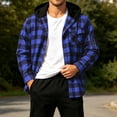 thumbnail image 7 of WRFWUL Mens Flannel Hooded Shirts Fall Trendy Plaid Long Sleeve Button Down Sweatshirt with Chest Pocket, 7 of 7