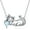 March - Aquamarine, variant on AOBOCO Cat Necklace with Birthstone 925 Sterling Silver Cat Pendant Necklace Gift for Women