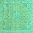 thumbnail image 1 of Ahgly Company Machine Washable Indoor Square Abstract Turquoise Blue Modern Area Rugs, 6' Square, 1 of 4
