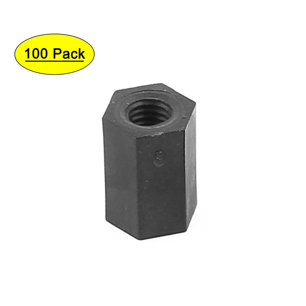 Uxcell M3x8mm Nylon Hex Hexagonal Threaded Spacer Support Black (100