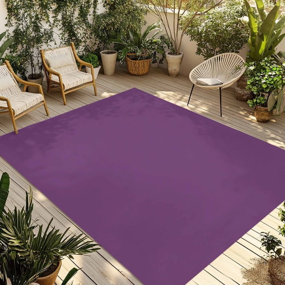 3' x 5' Outdoor Rug, Dark Purple Outdoor Washable Rug Large Floor Carpet, Farmhouse Solid Purple Color Modern Art Non Shedding Area Rug for Outside, Patio, RV, Porch, Deck, Balcony, Camping