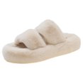thumbnail image 1 of Zapatillas de casa de espuma viscoelástica para dormitorio suaves y peludas para mujer (Beige 40), 1 of 9