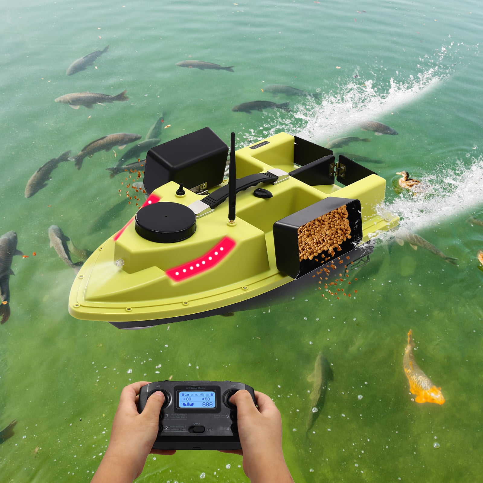 Fishing Bait Boat 500m Remote Control Bait Boat 2kg Loading LED Light 5200mAh