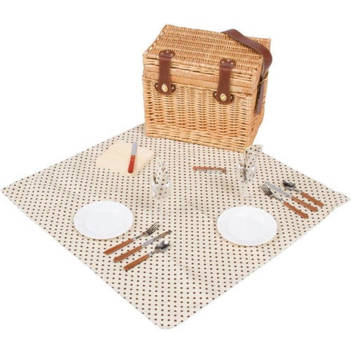 Trademark Innovations Wicker Picnic Basket with Leather Carry Strap