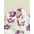 thumbnail image 3 of JYYYBF Toddler Baby Girls Fleece Coat Flower Print Stand Collar Quarter-Zip Pullover Sweatshirt Plush Jacket Winter Warm Outerwear, 3 of 6