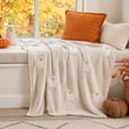 thumbnail image 6 of Halloween Ghost Throw Blanket Cozy Plush Embroidery Tufted Fleece Blanket Soft Fall Autumn Couch Cover Bedding Cute Decorative Fuzzy Blanket for Sofa Bed Living Room, 6 of 6