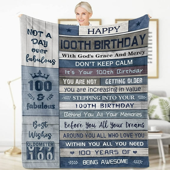 LHSHID 100th Birthday Decorations 100th Birthday Gift for Women Gifts for 100 Year Old Woman Man Best Gifts for 100 Year Old Grandma Grandpa Happy 100 Year Old Birthday Blanket 30x40in