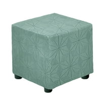 Jacquard Square Ottoman Cover Fit Length 13"-18", S-Large, Pine Green