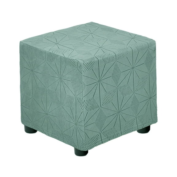 Jacquard Square Ottoman Cover Fit Length 13"-18", S-Large, Pine Green