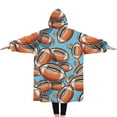 thumbnail image 2 of Oversized Wearable Blanket Hoodie,Football Sticker Pattern Sherpa Blanket Hoodie with Super Pockets,Super Warm Fuzzy Pullover for Women & Men, 2 of 6
