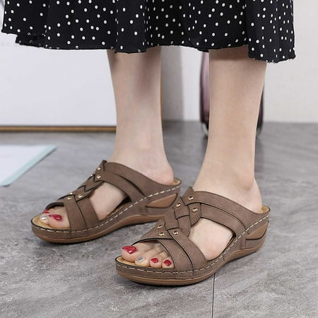 

Jsaierl Wedge Sandals for Women Dressy Summer Sandals Arch Support Summer Fashion Casual Elegant Wedge Heel Sandals Size 6.5