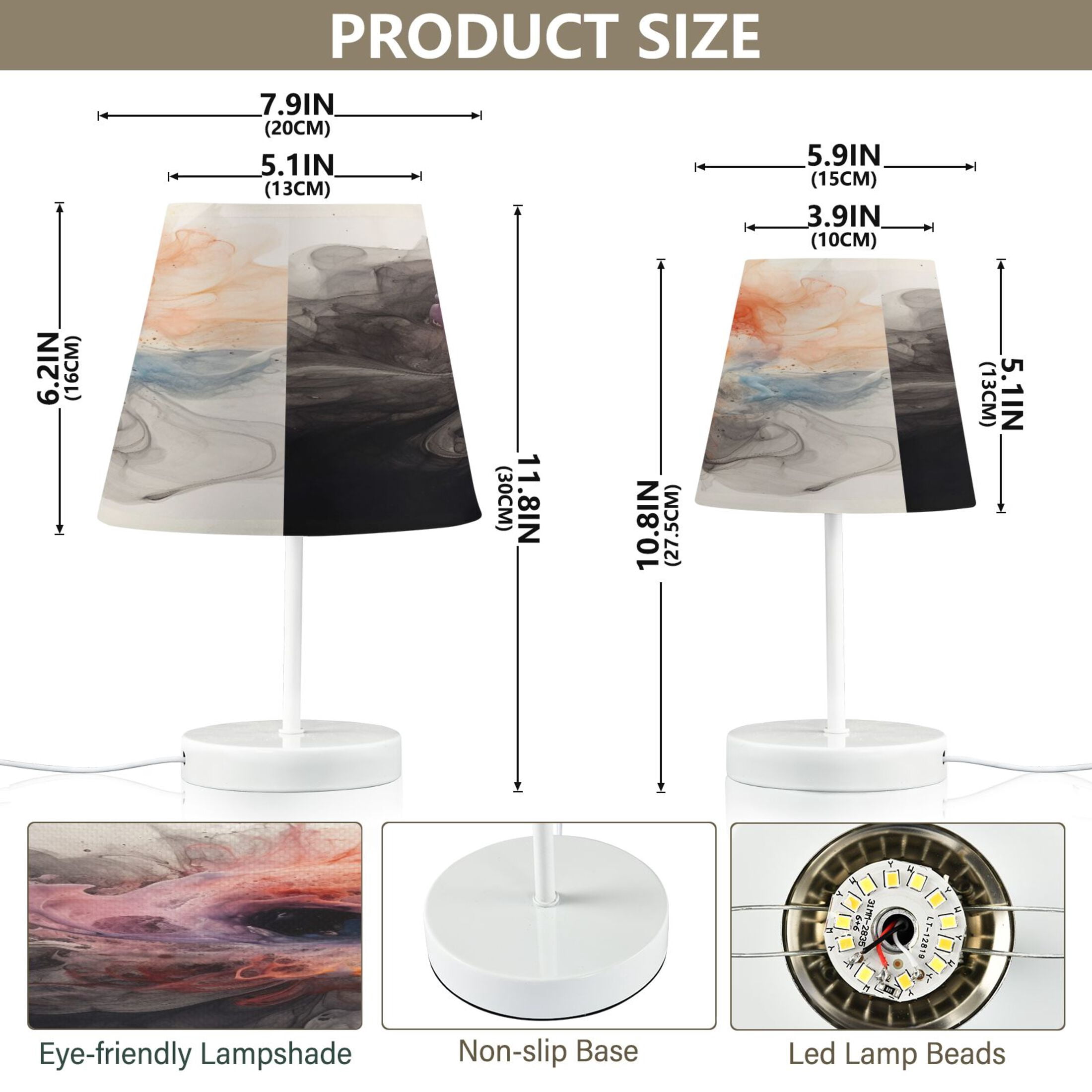 Alcohol Ink Tie Dye Desk Lamp LED Table Nightstand Lamps with 3 Color Temperatures for Home Bedroom Living Room Decor 8x12