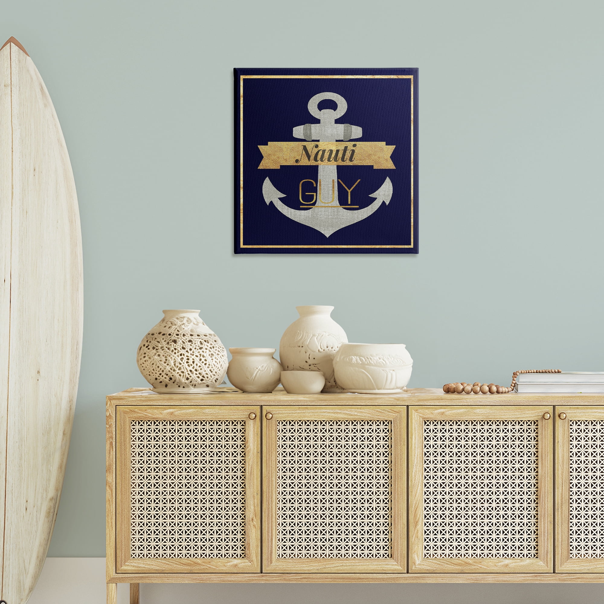Stupell Industries Nauti Guy with Anchor Novelty & Humor Painting Wrapped Canvas Art Print Wall Art, 30 x 30