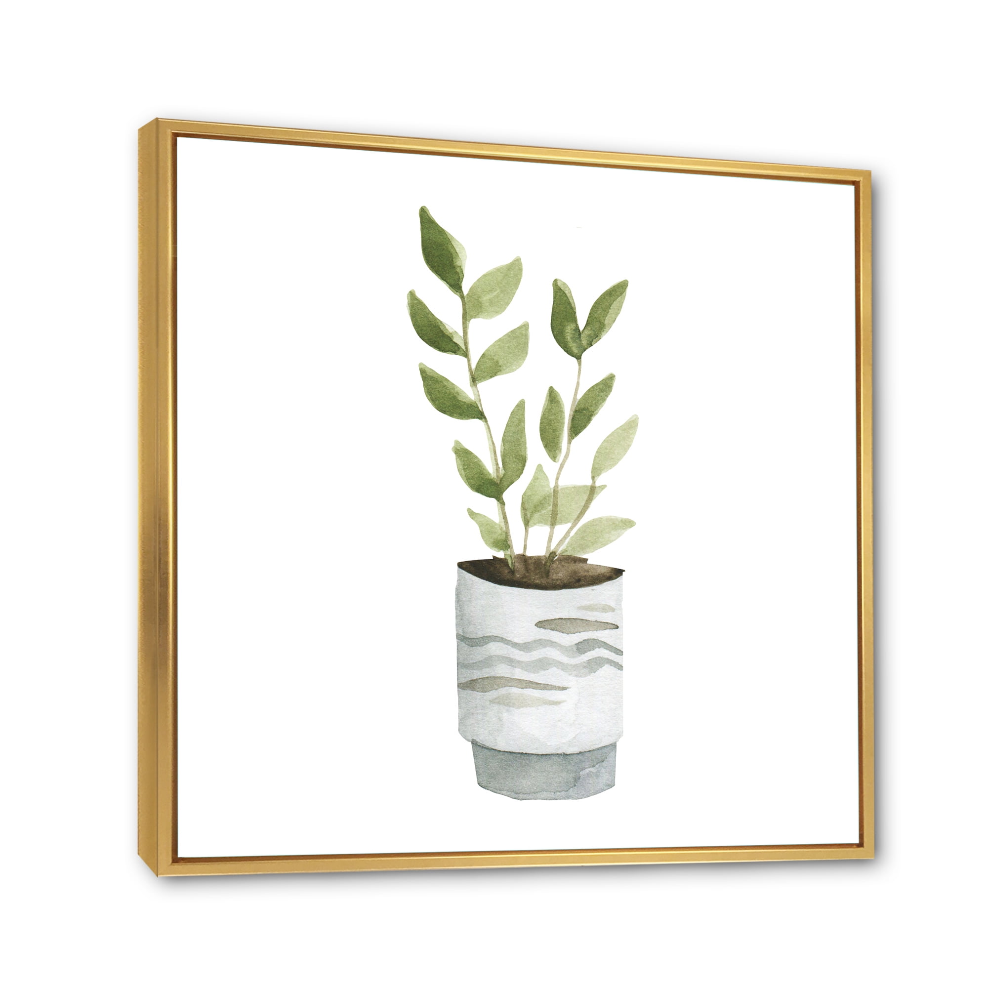Designart 'Indoor Green Home House Plants in Pots II' Traditional Framed Canvas Wall Art Print