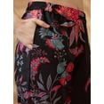 thumbnail image 5 of Globus Women Black Mandarin Collar Floral Print Button Down Front Slit Straight Kurta With Pants Fusion Set, 5 of 6