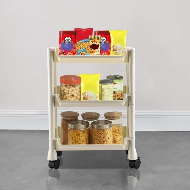BLUELK Kitchen Shelf Rack, 3Shelf Storage Racks Shelving Unit on Wheel