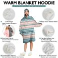 thumbnail image 5 of Wearable Oversized Blanket,Pink and Blue Geometric Striped Pattern Wearable Blanket Hoodie for Adults,Cozy Hooded Blankets with Super Pockets,Super Warm Fuzzy Pullover for Women & Men, 5 of 6