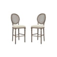 thumbnail image 3 of Emerald Home Salerno Sand Gray 30" Bar Stool with Upholstered Seat, Carved Legs, And Rattan Back, Set of Two, 3 of 4