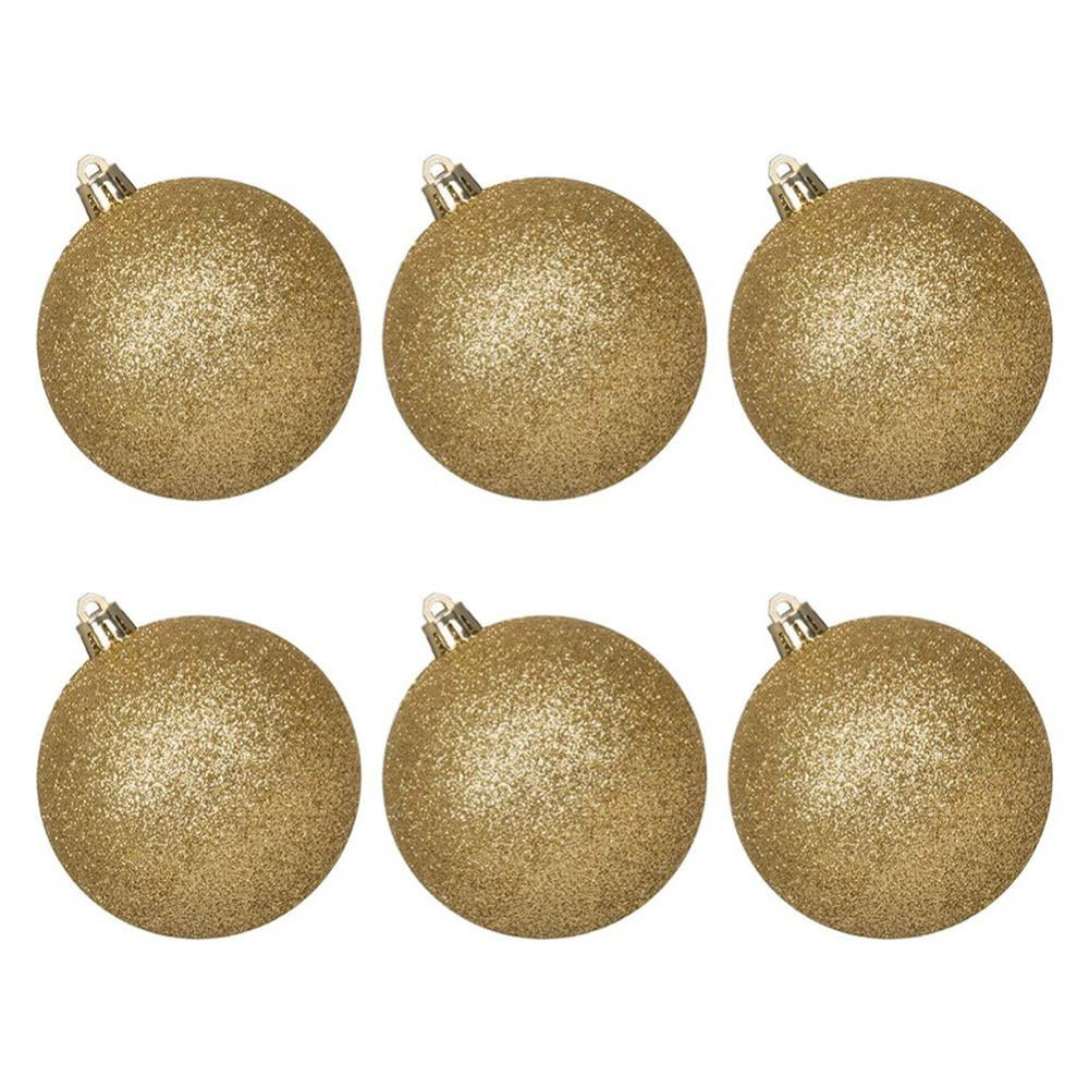 6 Glitter Stars 100mm Gold Snow White Shatterproof Christmas Tree Decoration