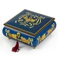 thumbnail image 1 of Handcrafted Radiant Blue 22 Note Roses and Ribbons Musical Jewelry Box with Lock and Key - Rhapsody In Blue, 1 of 2