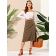 thumbnail image 4 of Women's Peasant Elastic Waist A-Line Leave Print Midi Skirt, 4 of 6