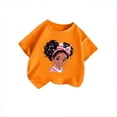 thumbnail image 3 of Girls' Short Sleeve Cartoon Painted Graphic T-Shirt, Everyday Casual Wear, Soft & Comfortable Fit Tops Orange,9-10 Years, 3 of 5