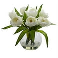 thumbnail image 2 of Nearly Natural Artificial Tulips Centerpiece Arrangement with Vase, White, 2 of 2