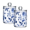 thumbnail image 2 of Blue Florals Leaves Pastel Style Translucent Plastic Cans Storage Canisters with Lid Set of 4, 2 of 7