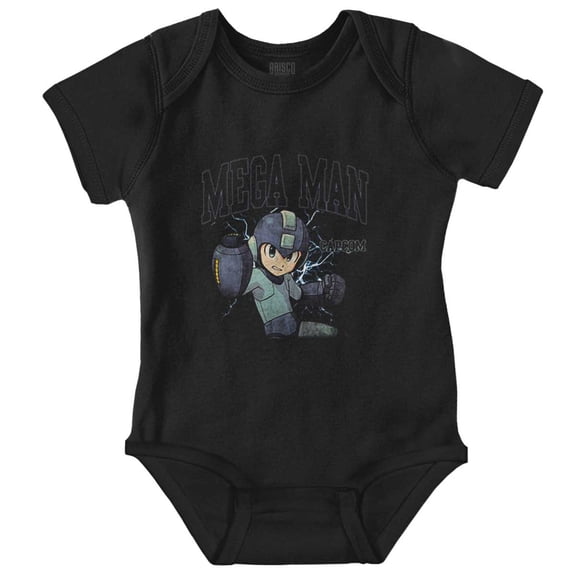 Mega Man Video Game Electric Varsity Romper Boys or Girls Infant Baby Brisco Brands NB