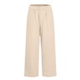 thumbnail image 2 of Aihuaihua Cotton Linen Floral Cropped Pants for Women Summer Elastic Waist Straight Wide Leg Boho Beach Trouser with Pockets Beige XL, 2 of 5