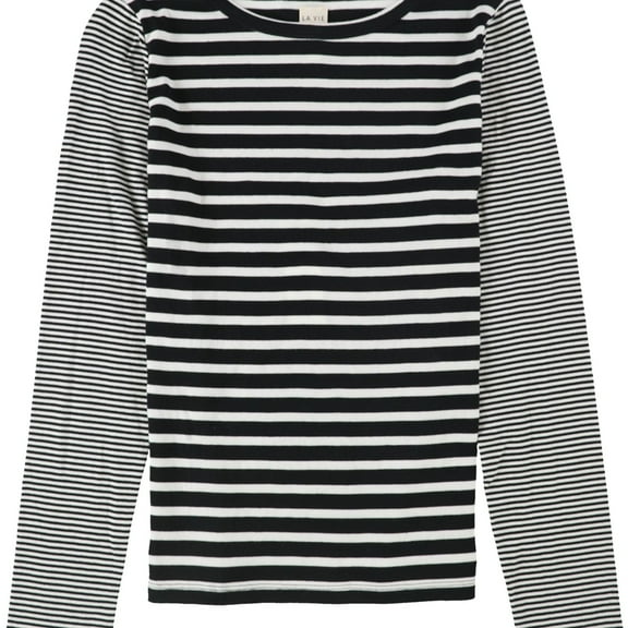 Rebecca Taylor Womens Striped Basic T-Shirt, Black, X-Small