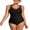Black, variant on Charmo Double Straps One Piece Monikini Swimwear for Womens Ruched Tummy Control Swimsuit