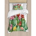 thumbnail image 3 of Ambesonne Cactus Saguaro Barrel Hedge Hog Prickly Pear Opuntia Tropical Botany Garden Plants Duvet Cover Set, 3 of 3