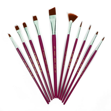 Plaid Brown Nylon Paint Brush Assortment - Basic Supplies - 10 Pieces