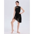 thumbnail image 2 of IDOPIP Lyrical Dance Dress for Women Contemporary Dance Costumes ﻿Solid Mesh Asymmetric Flowy Tulle Skirt for Competition S Black, 2 of 10