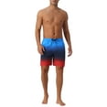 thumbnail image 2 of INSPIRE CHIC Men's Gradient Color Drawstring Elastic Waist Lining Summer Swimming Trunks 30 Navy Blue, 2 of 6