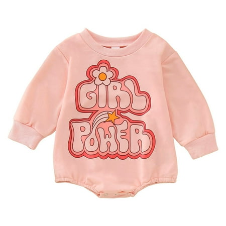 

Baby Girls Cotton Printed Autumn Letter Long Sleeve Romper Bodysuit Clothes