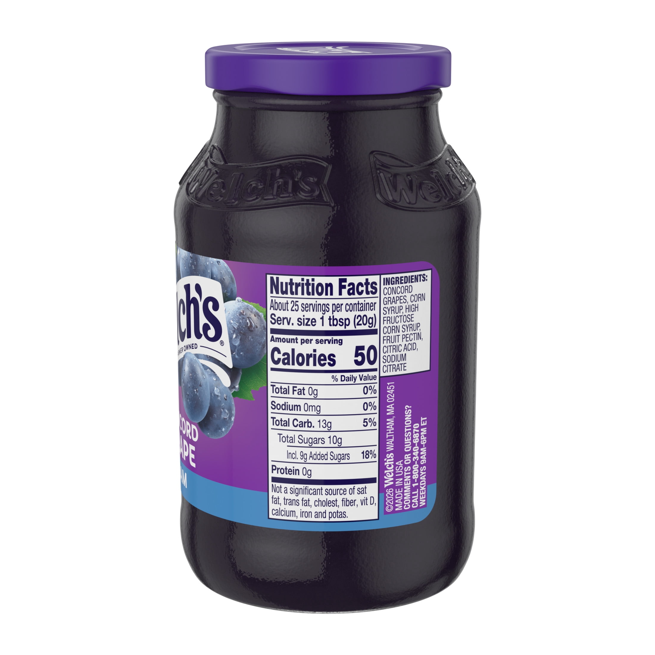 (6 pack) Welch's Concord Grape Jam, 18 oz Jar