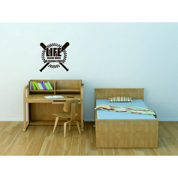 Do It Yourself Wall Decal Sticker Life Starts When The Season Starts (Baseball) Quotes Art Kids Boys Bedroom 20x20"