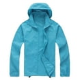 thumbnail image 4 of Arlun Oversized Zip up Rain Jackets for Women Lightweight Waterproof Windbreaker Hooded Raincoat 2025 Fashion Solid Color Packable Rain Outwear with Pockets Sky Blue XXXL, 4 of 5