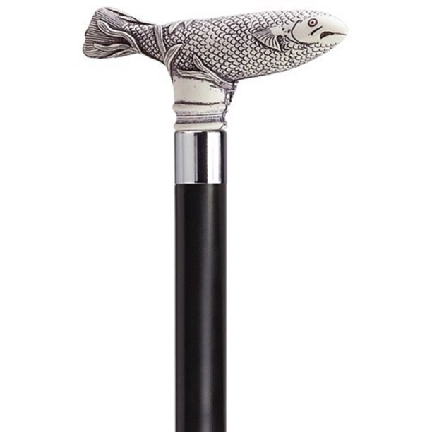 Harvy Canes Antique Scrimshaw Fish Derby Handle Walking Cane 36