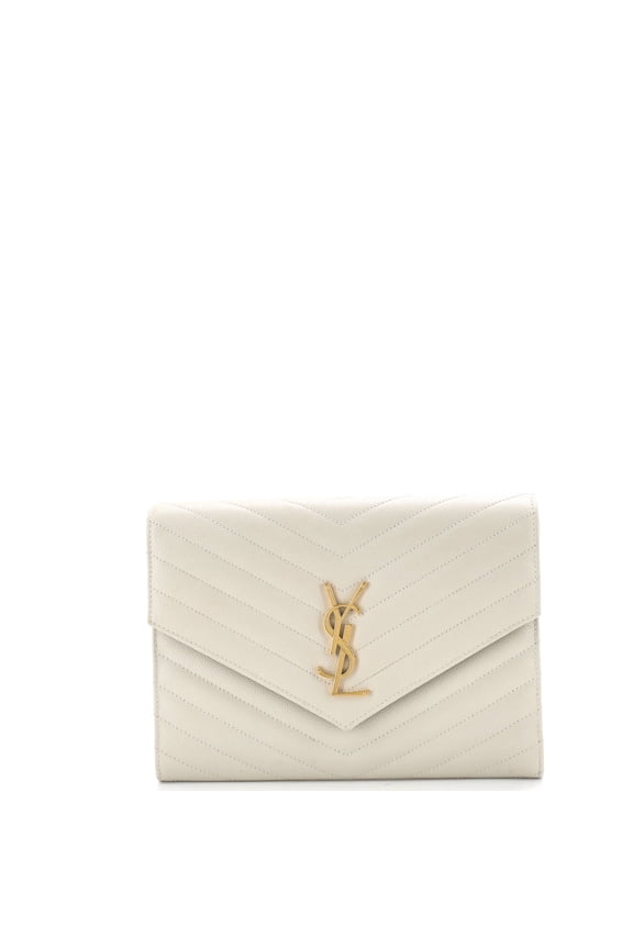 Pre-Owned Classic Monogram Envelope Wristlet Clutch Matelasse Chevron Leather By Rebag