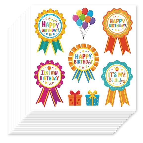 100Pcs Happy Birthday Badge Stickers