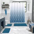 thumbnail image 3 of Peacock Blue Memory Foam Toilet Mats - 3-Piece Set (31.5"x19.8" + 17"x24"), Non-Slip Base, 3 of 7