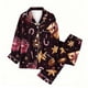 thumbnail image 4 of Puyaiuu Women 2 Piece Christmas Satin Pajama Set Cute Print Long Shirt Loose Shorts Matching Set Loungewear Gift, 4 of 5