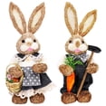 thumbnail image 2 of 2x figuritae artificiales artesanías accesorios para fotos arte Animal de pie paja conejo de Pascua decoración para jardín regaloe D perfecl Conejo de Pascua de paja, 2 of 8