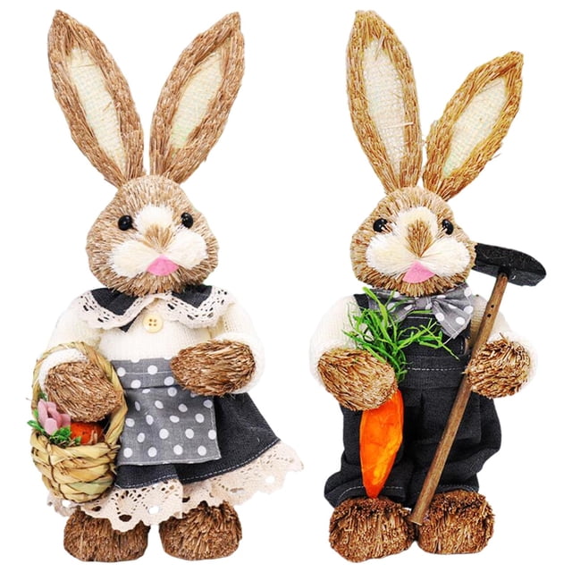 DE PAJA ARTIFICIALES FIESTAS TEMÁTICAS DE PASCUA PASCUA REGALOS 2 PIEZAS Sunnimix Conejo de Pascua de paja